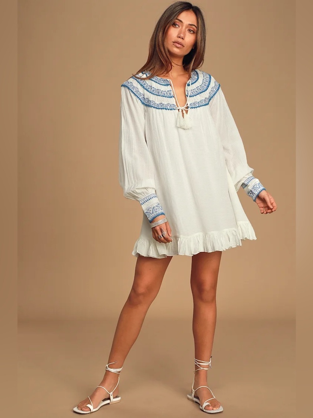 NWT Free People Erin Embroidered Boho Mini Dress XS